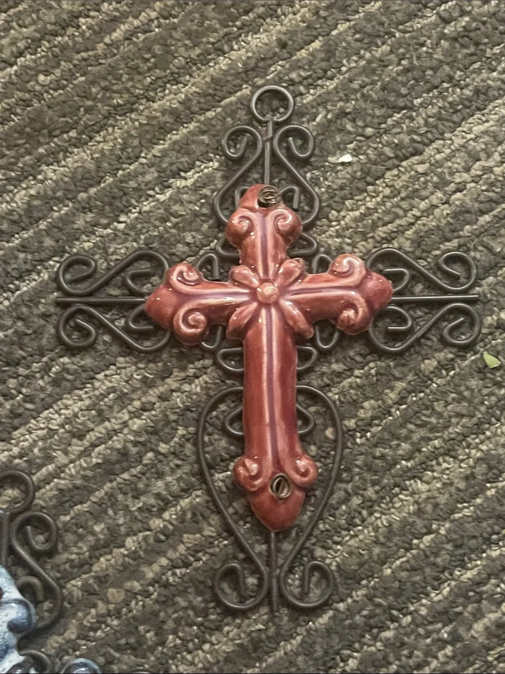 Decorative Wall Cross Trio - Brown, Red, Blue